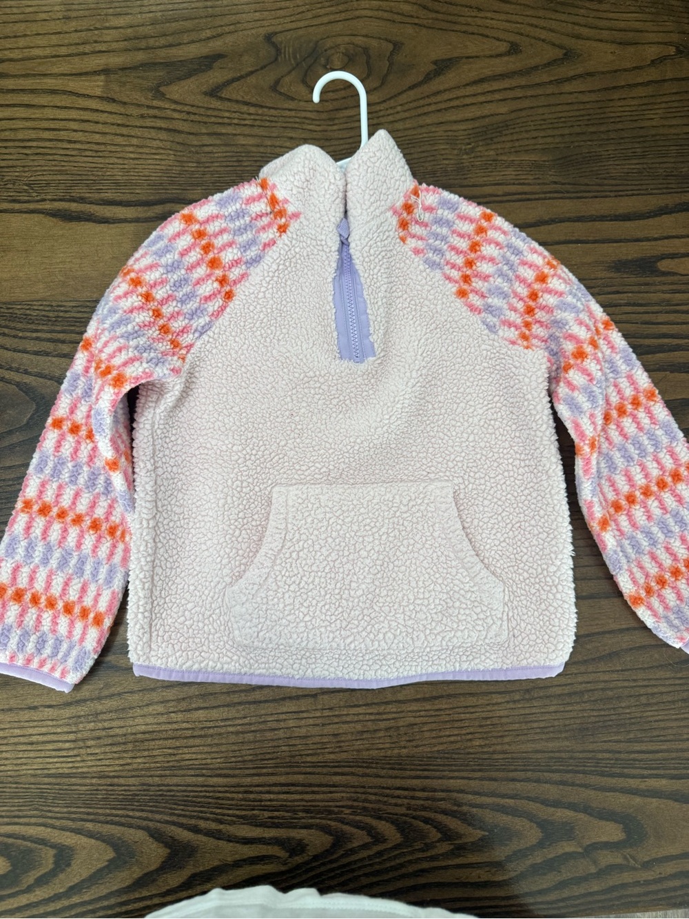 Cat & Jack Light Pink Plush Half-Zip Jacket with Patterned Sleeves